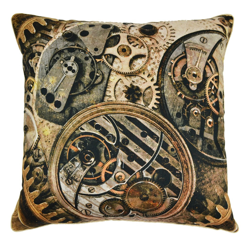 Steam Punk Designer Cushion With Recycled Fill 45 X 45cms