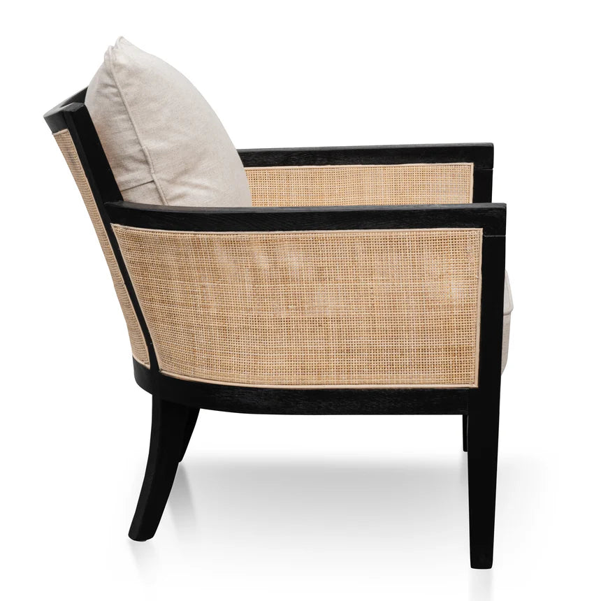 Striking Contrast Rattan Armchair - Black and Sand White
