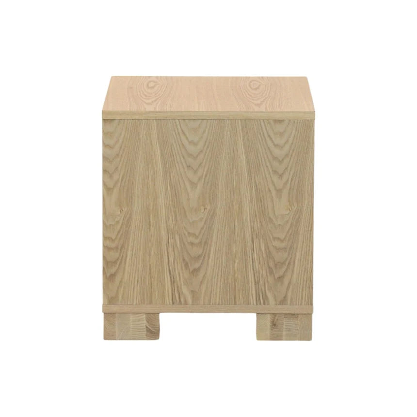 Striped Wooden Bedside Table - Natural