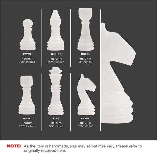 Stunning Marble 38cm Chess Set with Storage Box - Black & White