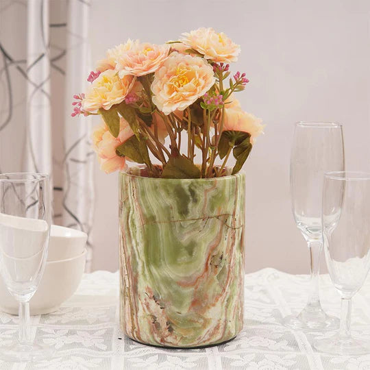 Sturdy Marble Utensil Holder - Green