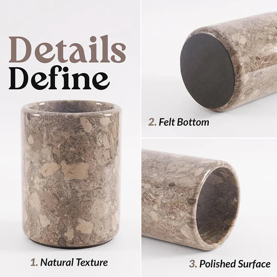 Sturdy Marble Utensil Holder - Grey