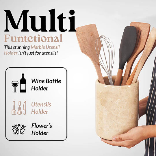 Sturdy Marble Utensil Holder - Black