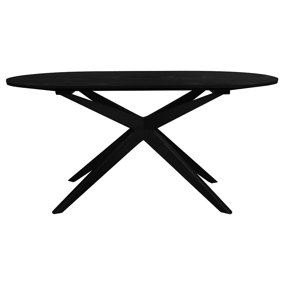 Sturdy Solid Oak Dining Table 160 x 85 cm - Black