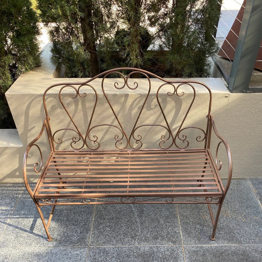 Sturdy and Sleek Metal Garden Bench - Rust