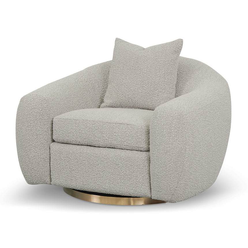 Stylish Swivel Armchair - Ash Grey Boucle