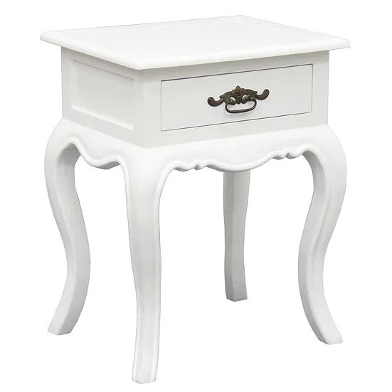 Stylish and Practical 1 Drawer Lamp Table - White
