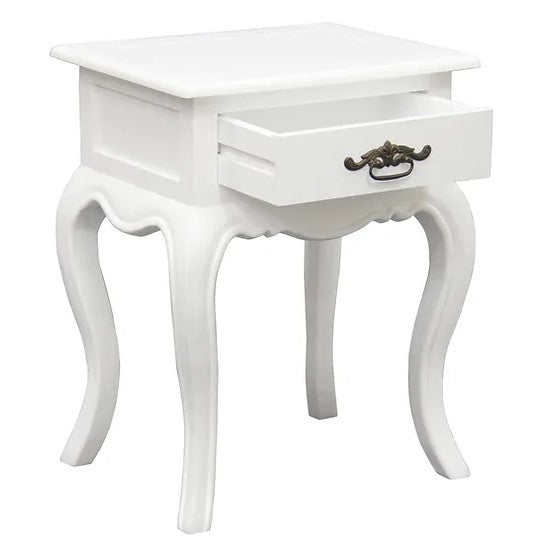 Stylish and Practical 1 Drawer Lamp Table - White