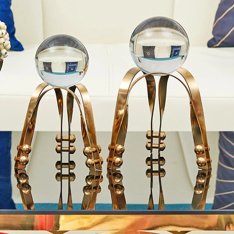 Tabletop Gold Metal Tri leg Base Crystal Ball 20cms