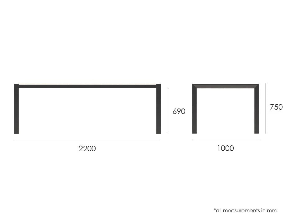 Teak Wood Top Metal Outdoor Bench - 220cms (Available in 2 Colors)