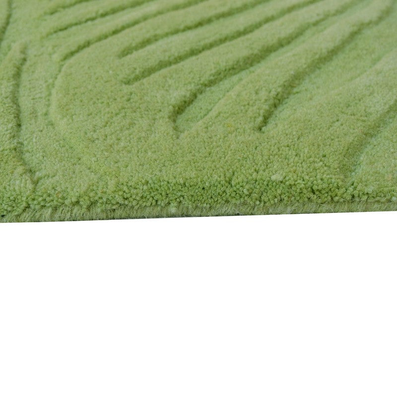 Textured Handmade Woolen Rug -  Pista Green (Available in 3 Sizes)