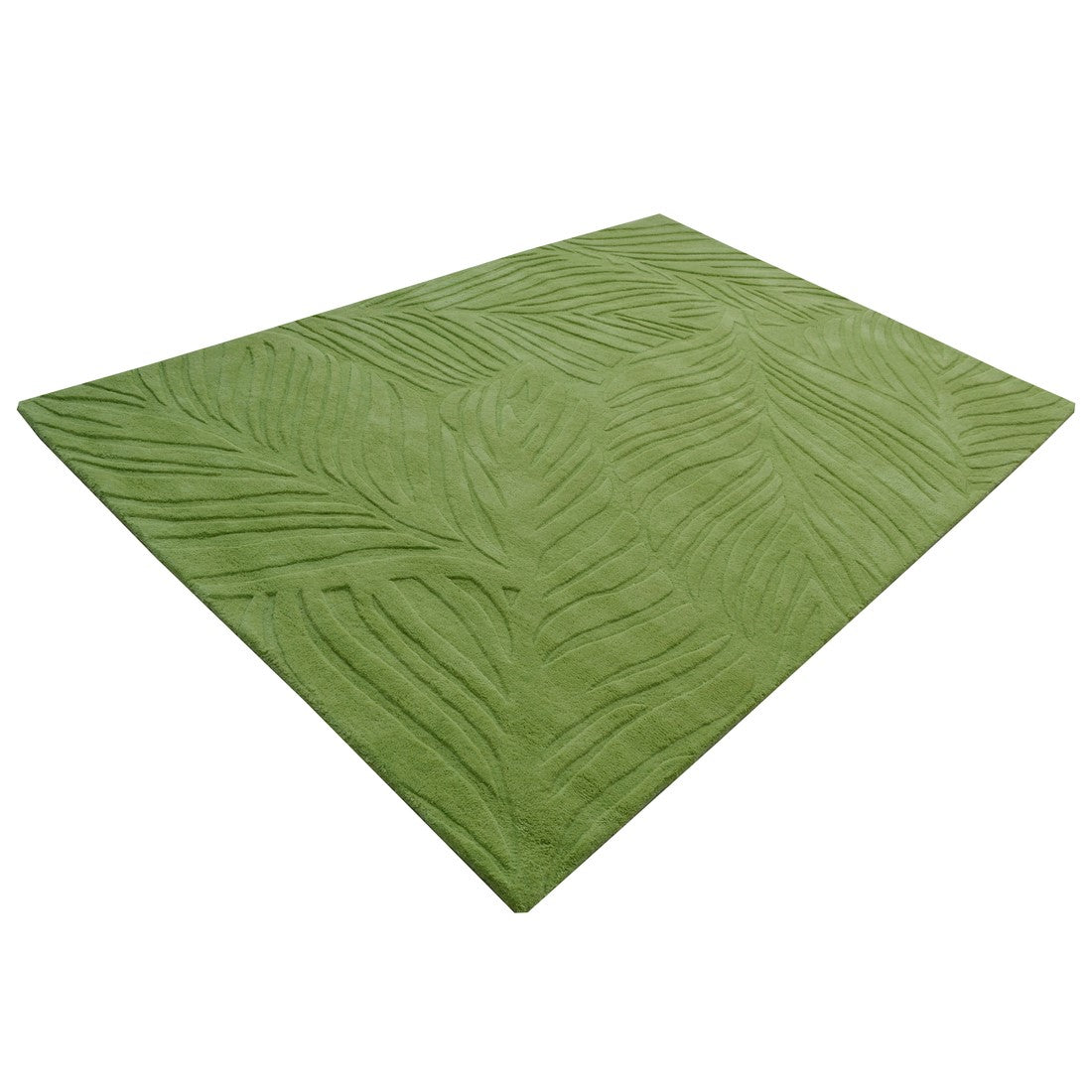 Textured Handmade Woolen Rug -  Pista Green (Available in 3 Sizes)
