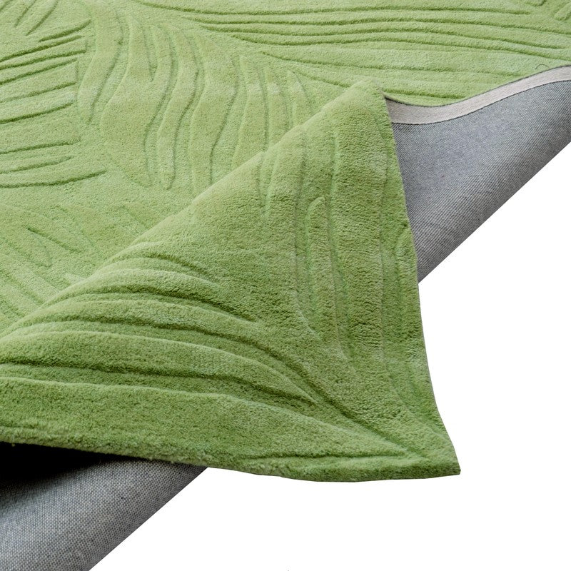 Textured Handmade Woolen Rug -  Pista Green (Available in 3 Sizes)