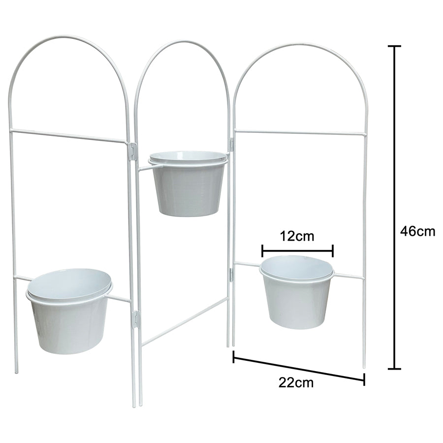 Three Tier White Planter Stand with Pots