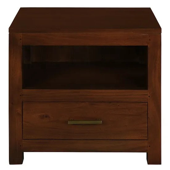 Timber 1-Drawer Lamp Table - Brown