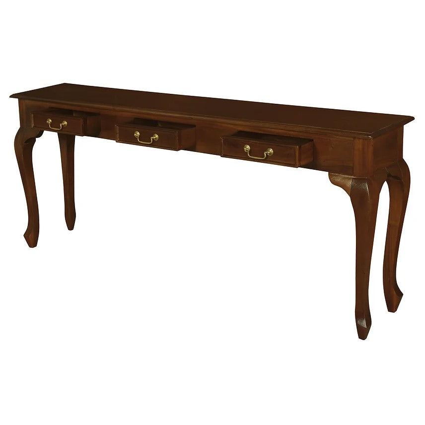 Timeless Queen Ann 3 Drawer Sofa Table - Brown