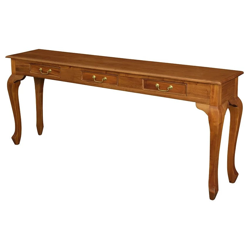 Timeless Queen Ann 3 Drawer Sofa Table - Light Brown