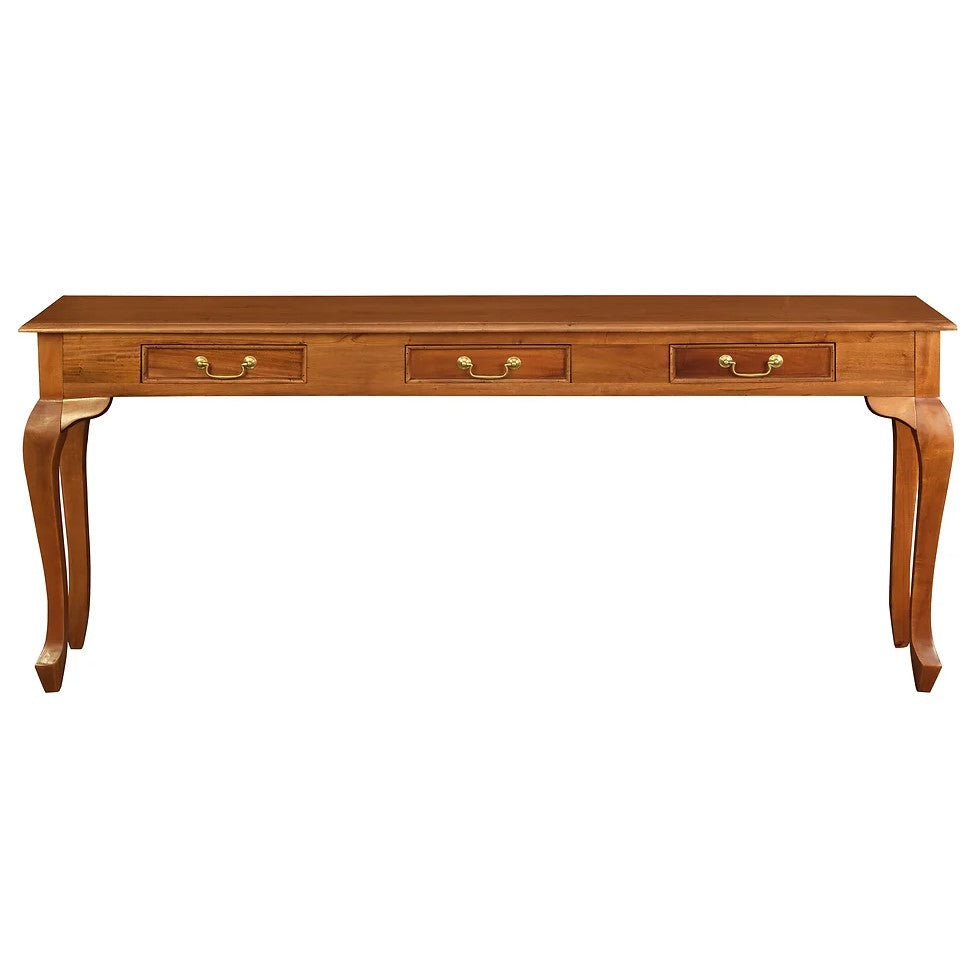 Timeless Queen Ann 3 Drawer Sofa Table - Light Brown