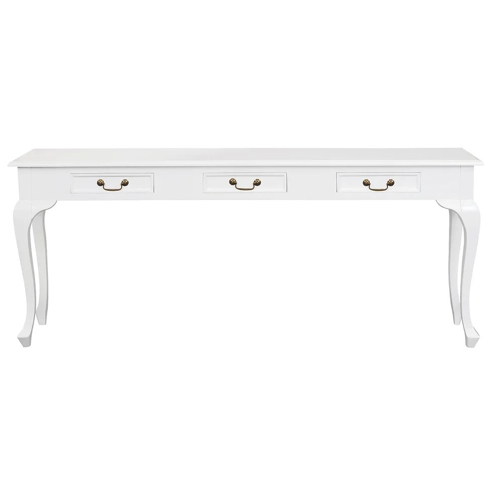 Timeless Queen Ann 3 Drawer Sofa Table - White