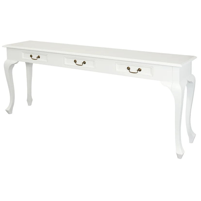 Timeless Queen Ann 3 Drawer Sofa Table - White