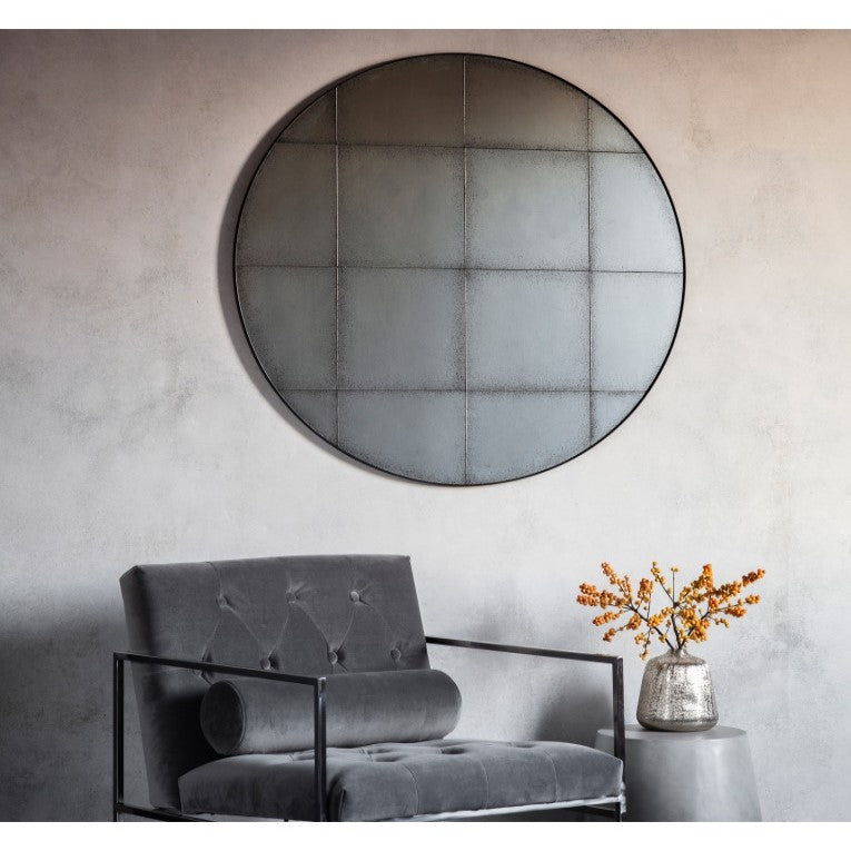 Refined Round Woodville Mirror 100cms Black