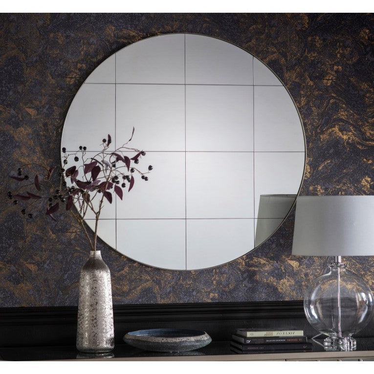 Refined Round Woodville Mirror 100cms Silver