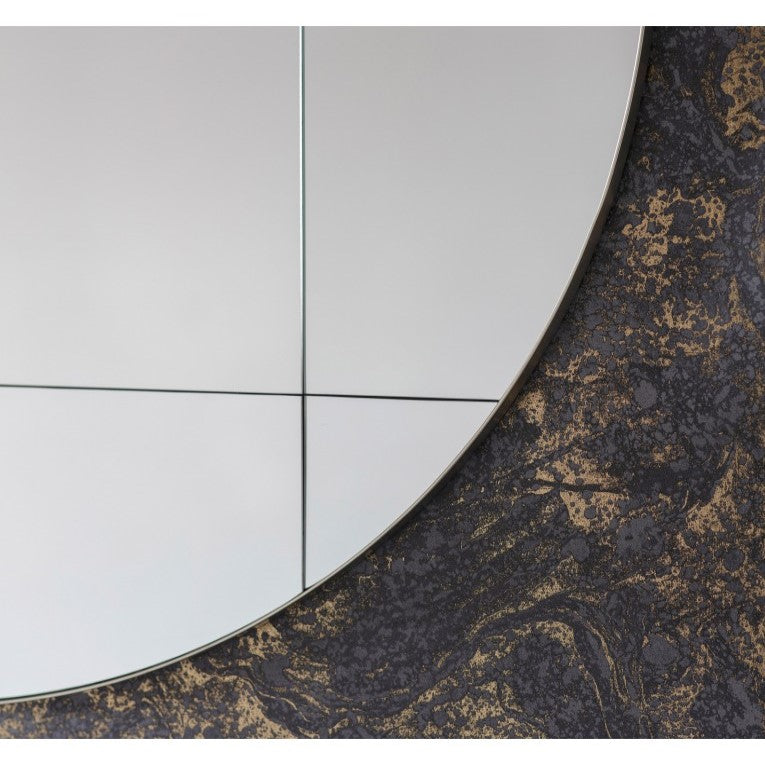 Refined Round Woodville Mirror 100cms Silver