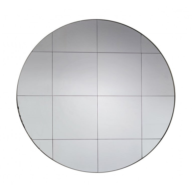 Refined Round Woodville Mirror 100cms Silver