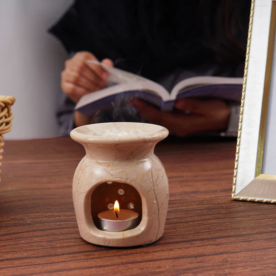 Timeless Serenity Premium Marble Oil Burner - Cream