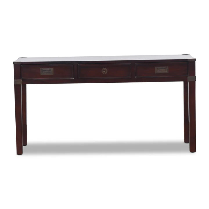 Timeless Utility Campaign Console Table - Dark Mahogany