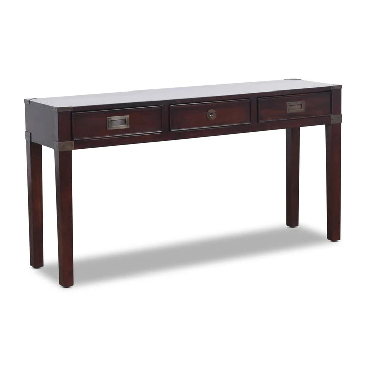 Timeless Utility Campaign Console Table - Dark Mahogany