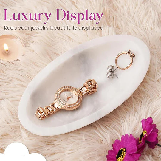 Timeless Vanity Accent Marble Jewelry Tray - White