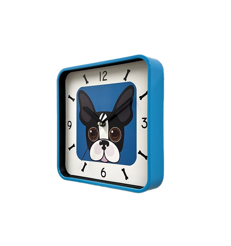 Tiny Square Doggy Wall Clock 18.5cms - Available in 2 Colors