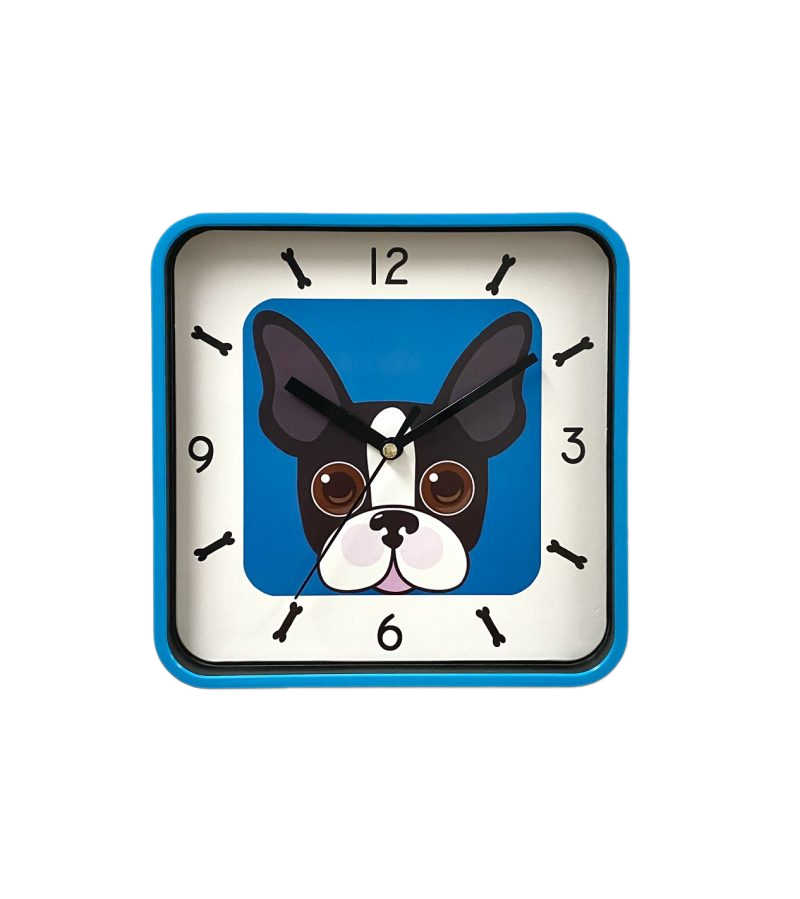 Tiny Square Doggy Wall Clock 18.5cms - Available in 2 Colors