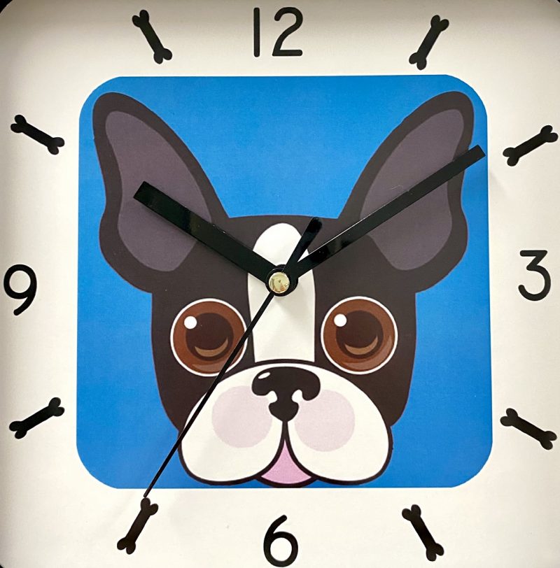 Tiny Square Doggy Wall Clock 18.5cms - Available in 2 Colors