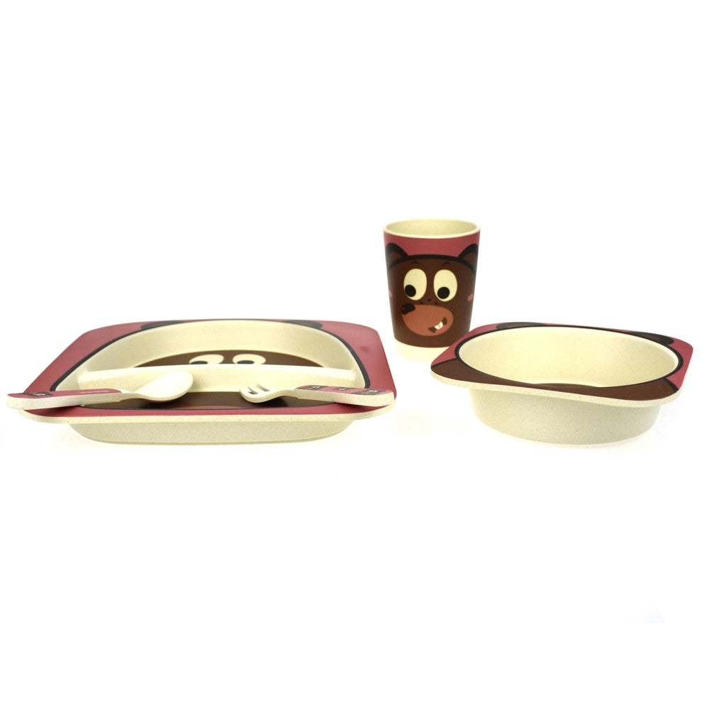 Toddlers 5Pcs Bamboo Dinner Set - Bear