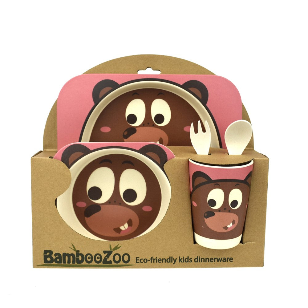 Toddlers 5Pcs Bamboo Dinner Set - Bear