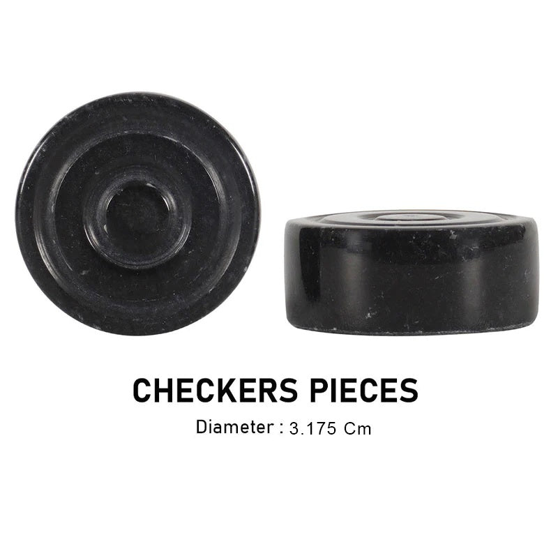 Traditional Handmade Marble Checkers Set 38cms - Black & White