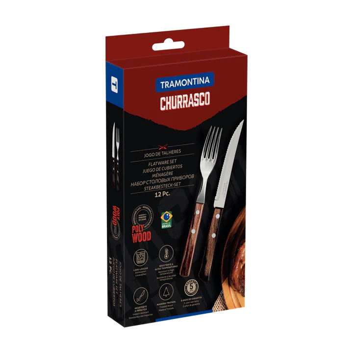 Tramontina 12-Piece Flatware Set with Stainless-Steel Blades