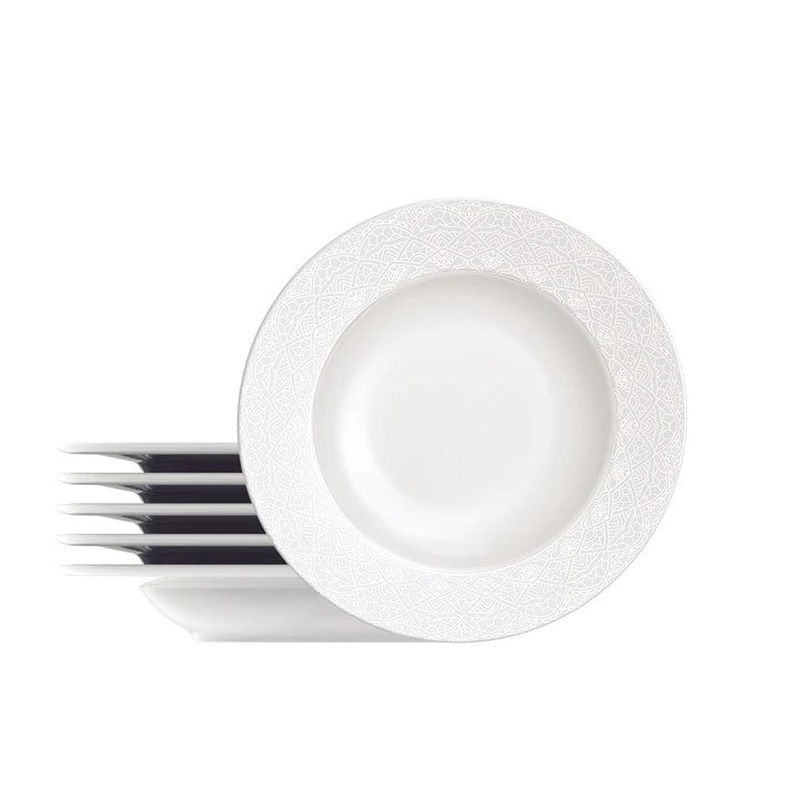 Tramontina Alicia 6-Piece Set of Porcelain Soup Plates 23cms