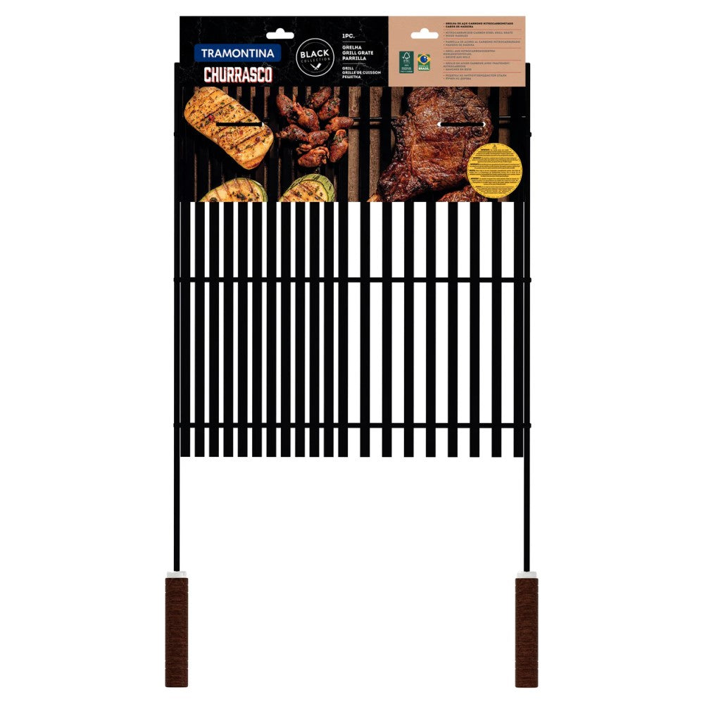 Tramontina Black Grill in Nitrocarburized Carbon Steel with Wood Handles