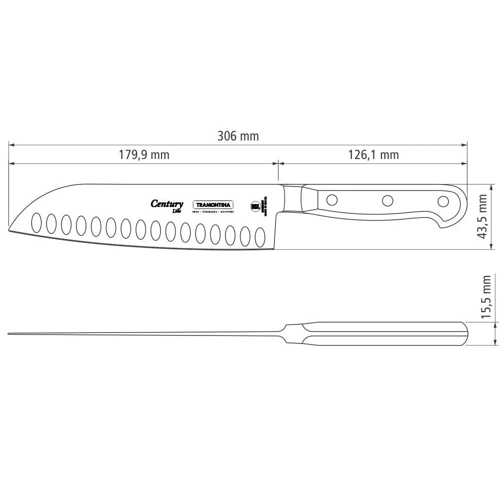 Tramontina Century Chef's Curved Regular Knife 17cms