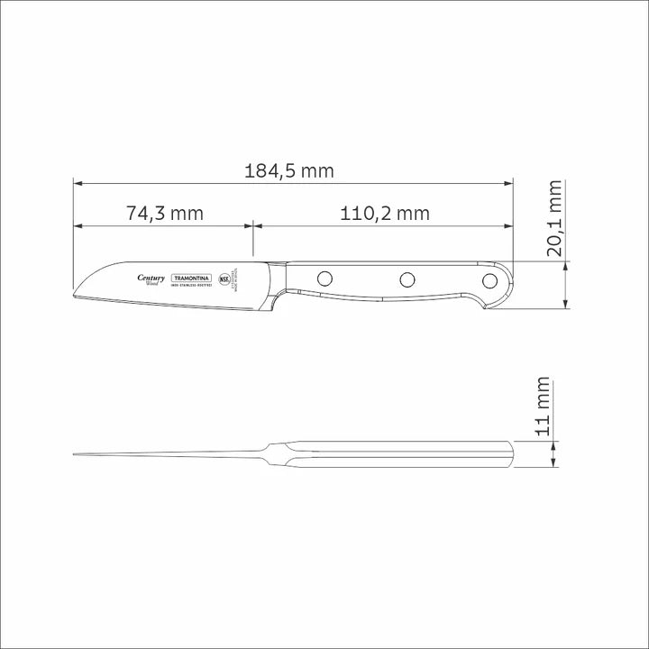 Tramontina Century Stainless-Steel Vegetable Knife -7.62cms