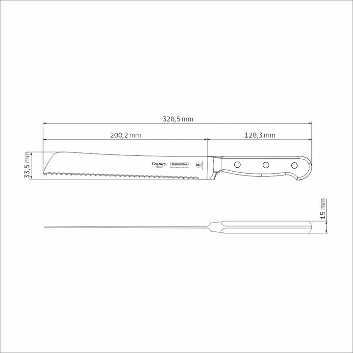 Tramontina Century Wood Bread Knife - 20.32cms
