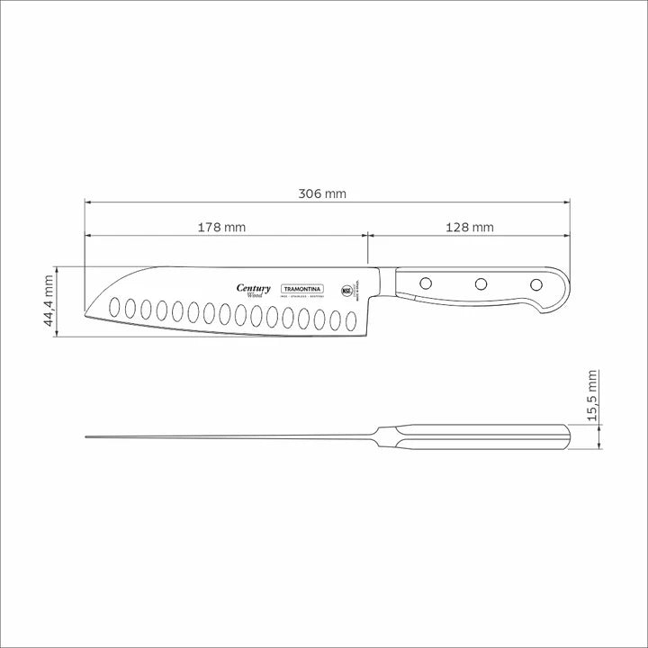 Tramontina Century Wood Santoku Knife - 17.78cms