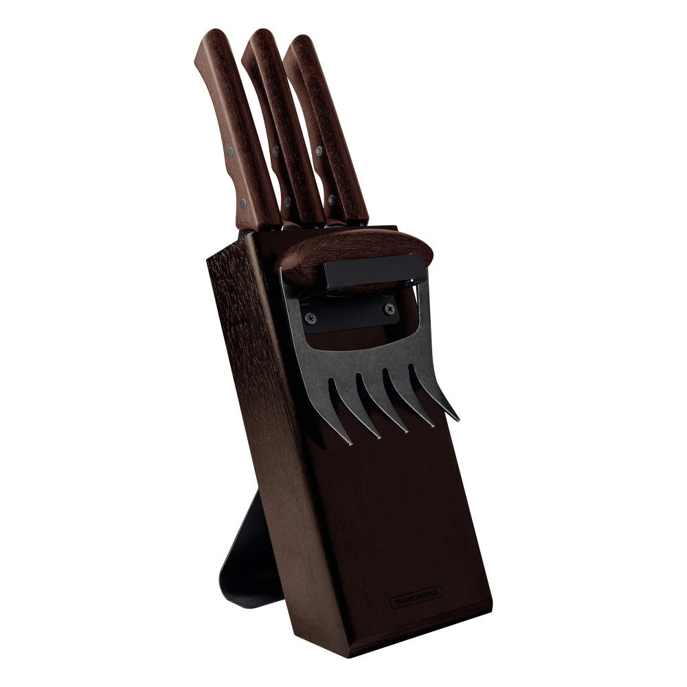 Tramontina Churrasco 5-Piece Barbecue Set with Wood Block