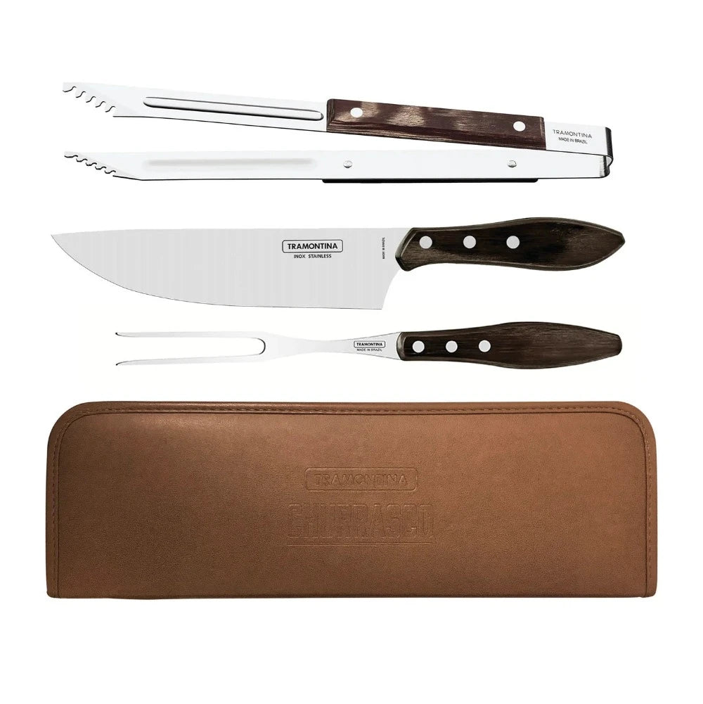 Tramontina Churrasco Carving Set with Leather Pouch - 4Pcs