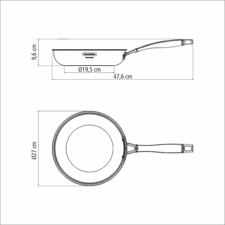 Tramontina Grano 2.2 L Shallow Stainless Steel Frying Pan - 26cms