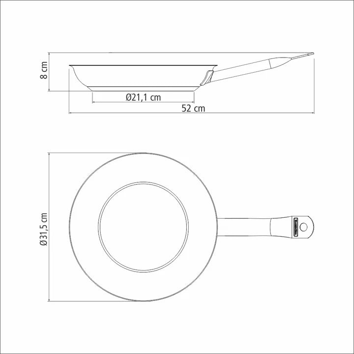 Tramontina Grano 2.9 L Shallow Stainless Steel Frying Pan - 30cms
