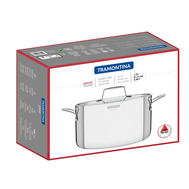 Tramontina Grano Casserole Deep 24cms - 5.8Litres